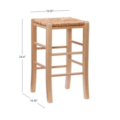 Kirkland's Home Wood Seagrass Backless 2-Pc. Counter Stool Set- Bar Stools & Counter Height Stools