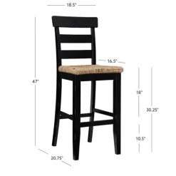 Kirkland's Home Wood Seagrass Seat Slat Back Bar Stool- Bar Stools & Counter Height Stools