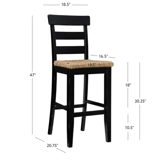 Kirkland's Home Wood Seagrass Seat Slat Back Bar Stool- Bar Stools & Counter Height Stools