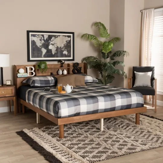 Kirkland's Home Wood Shelves Queen Platform Bed- Beds & Headboards
