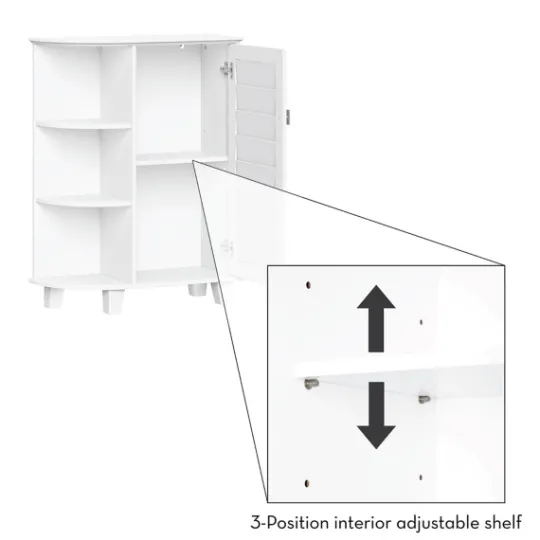 Kirkland's Home Wood Shutter Door Open Shelf Cabinet- Bathroom Furniture