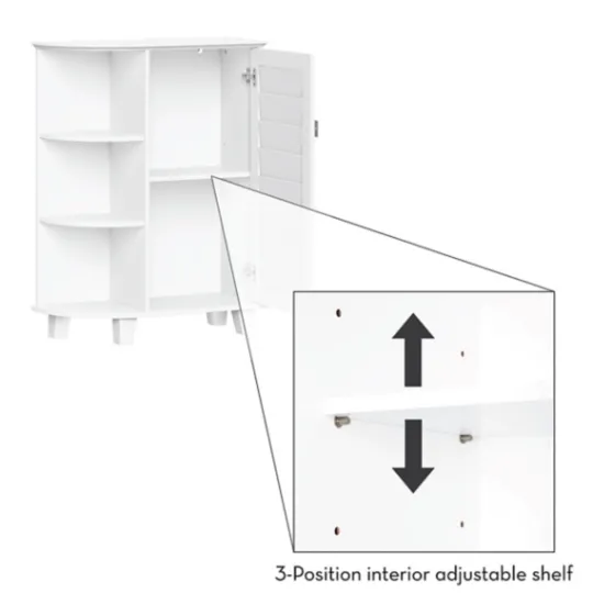 Kirkland's Home Wood Shutter Door Open Shelf Cabinet- Bathroom Furniture