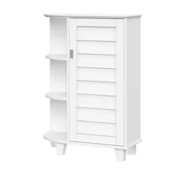 Kirkland's Home Wood Shutter Door Open Shelf Cabinet- Bathroom Furniture