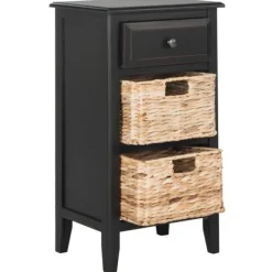 Kirkland's Home Wood Side Table With Baskets- Accent & End Tables