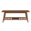 Kirkland's Home Wood Slatted Bottom Shelf Coffee Table- Coffee Tables