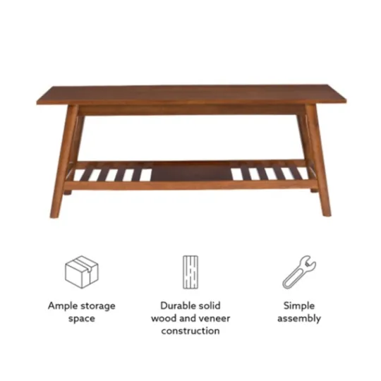 Kirkland's Home Wood Slatted Bottom Shelf Coffee Table- Coffee Tables