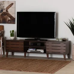 Kirkland's Home Wood Slatted Midcentury Tv Stand- Tv Stands & Media Consoles