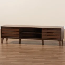 Kirkland's Home Wood Slatted Midcentury Tv Stand- Tv Stands & Media Consoles