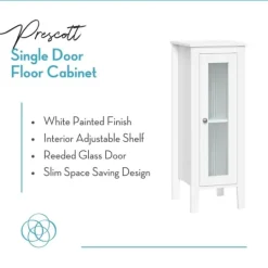 Kirkland's Home Wood Slim Single Glass Door Floor Cabinet- Bathroom Furniture