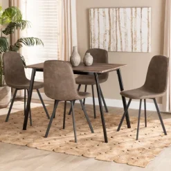 Kirkland's Home Wood Table And Leather Chairs 5-Pc. Dining Set- Dining Tables