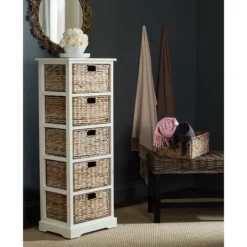 Kirkland's Home Wood 5-Tier Basket Storage Shelf- Bookshelves