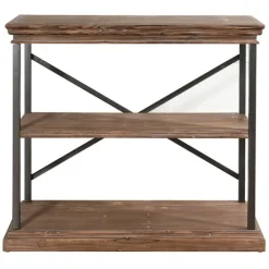 Kirkland's Home Wood 3-Tier Bookshelf With Black Steel Frame- Office Furniture