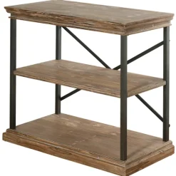 Kirkland's Home Wood 3-Tier Bookshelf With Black Steel Frame- Office Furniture