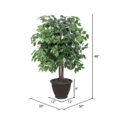 Kirkland's Home Wood Trunk Ficus Bush In Rattan Basket- Trees & Topiaries