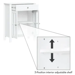 Kirkland's Home Wood Two Pane Glass Doors Floor Cabinet- Bathroom Furniture
