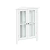 Kirkland's Home Wood Two Pane Glass Doors Corner Cabinet- Bathroom Furniture