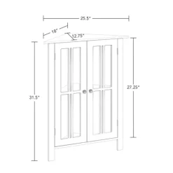 Kirkland's Home Wood Two Pane Glass Doors Corner Cabinet- Bathroom Furniture