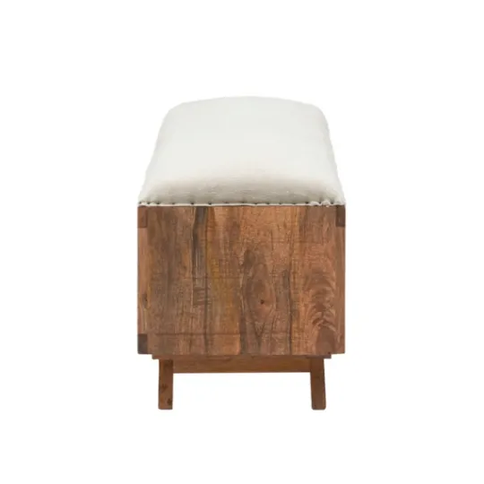 Kirkland's Home Wood Upholstered Seat Open Storage Bench- Benches & Ottomans