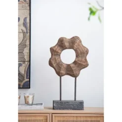 Kirkland's Home Wood Wave Ring Figurine- Statues & Figurines