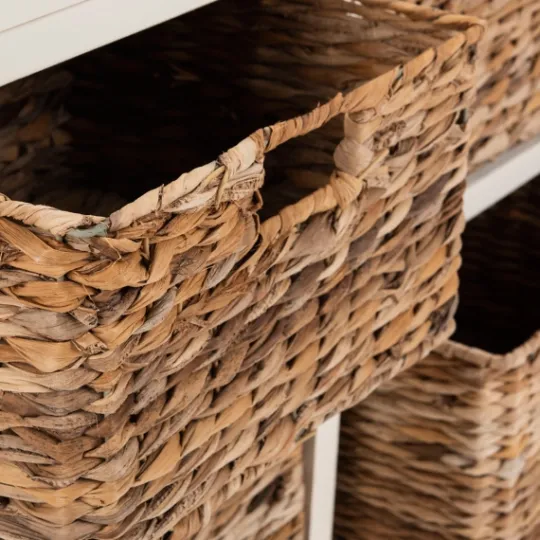 Kirkland's Home Wood Woven Baskets Cabinet- Cabinets & Sideboards