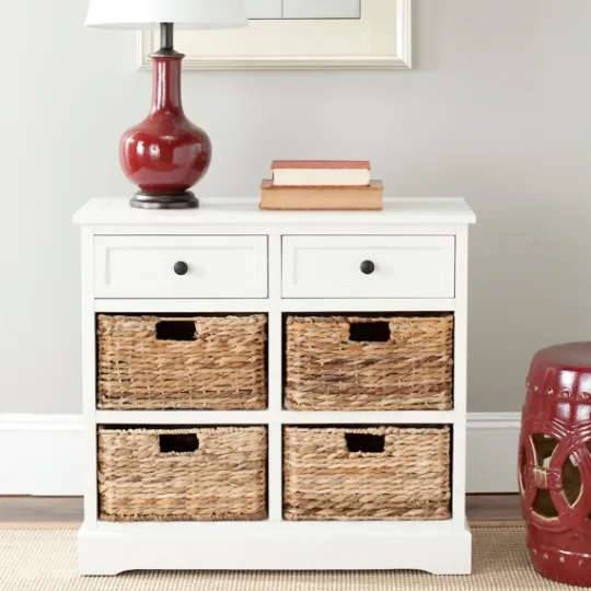 Kirkland's Home Wood Woven Baskets Cabinet- Cabinets & Sideboards