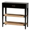 Kirkland's Home Wood Woven Shelves Console Table- Console Tables