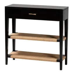 Kirkland's Home Wood Woven Shelves Console Table- Console Tables