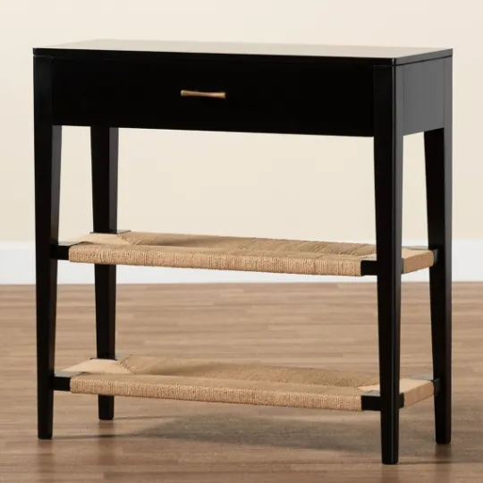 Kirkland's Home Wood Woven Shelves Console Table- Console Tables