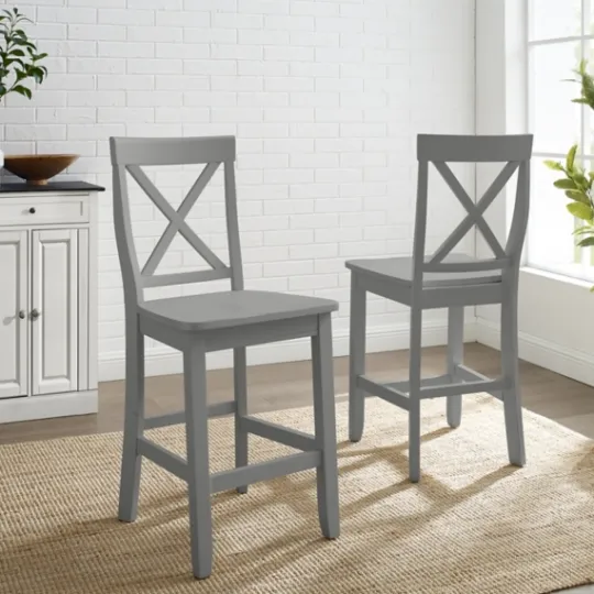 Kirkland's Home Wood X-Back Counter Stools, Set Of 2- Bar Stools & Counter Height Stools