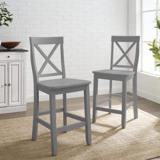 Kirkland's Home Wood X-Back Counter Stools, Set Of 2- Bar Stools & Counter Height Stools