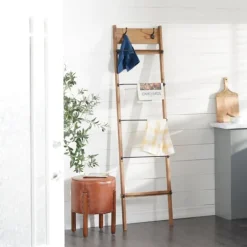 Kirkland's Home Wooden Leaning Ladder With Hooks- Decorative Accents