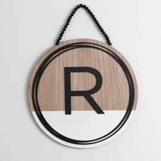 Kirkland's Home Wooden Neutral Beaded Monogram R Plaque- Monogram Wall Decor