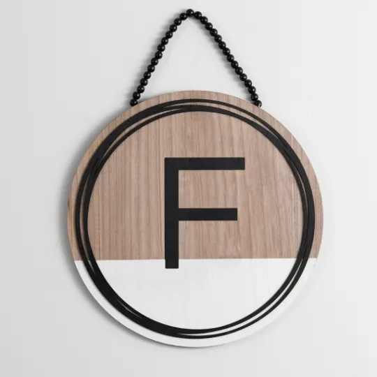 Kirkland's Home Wooden Neutral Beaded Monogram F Plaque- Monogram Wall Decor