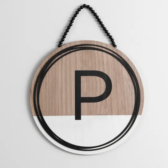 Kirkland's Home Wooden Neutral Beaded Monogram P Plaque- Monogram Wall Decor