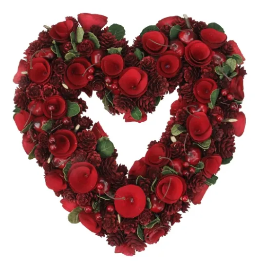 Kirkland's Home Wooden Roses And Cherries Valentine Heart Wreath- Wreaths