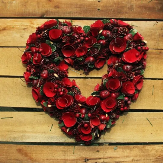 Kirkland's Home Wooden Roses And Cherries Valentine Heart Wreath- Wreaths