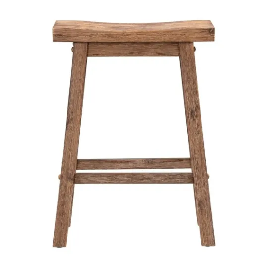 Kirkland's Home Wooden Saddle Seat Counter Stool- Bar Stools & Counter Height Stools