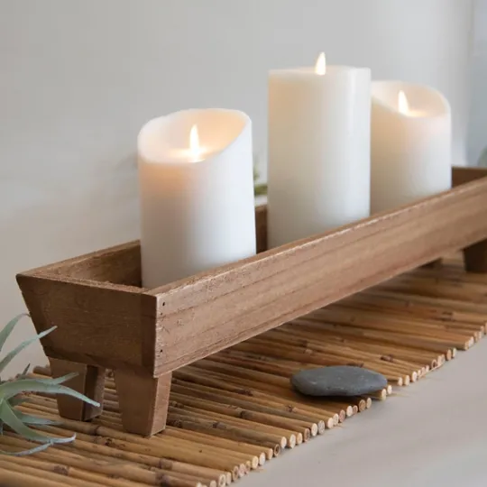 Kirkland's Home Wooden Trough Long Tray- Decorative Trays