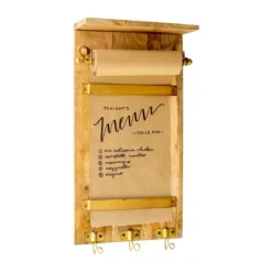 Kirkland's Home Wooden Wall Note Roll With Hooks- Wall Storage