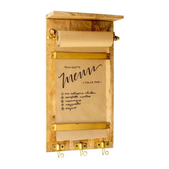 Kirkland's Home Wooden Wall Note Roll With Hooks- Wall Storage