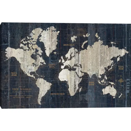 Kirkland's Home World Map Canvas Art Print- Framed Art