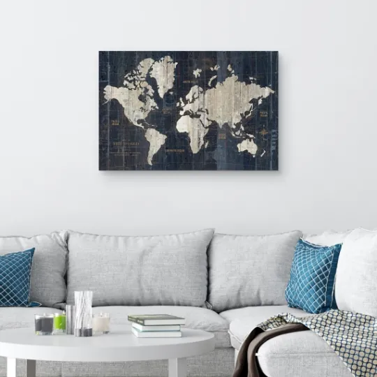 Kirkland's Home World Map Canvas Art Print- Framed Art