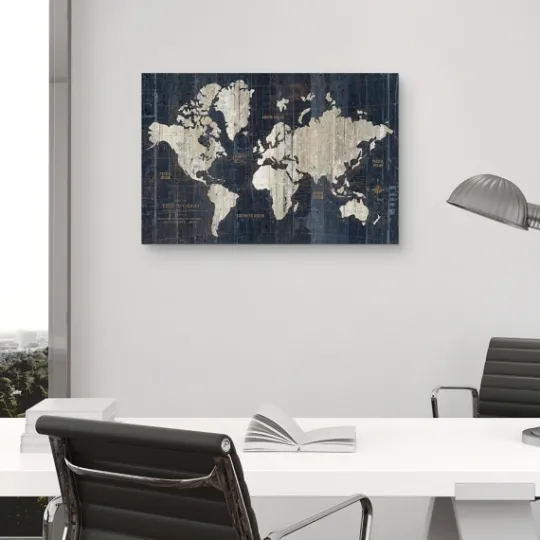Kirkland's Home World Map Canvas Art Print- Framed Art