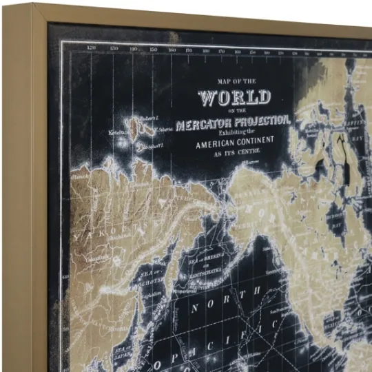 Kirkland's Home World Map On Black Framed Art Print- Framed Art
