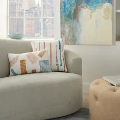 Kirkland's Home Woven Geometric Patches Lumbar Pillow- Pillows