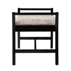 Kirkland's Home Woven Hyacinth And Black Wood Bench- Benches & Ottomans