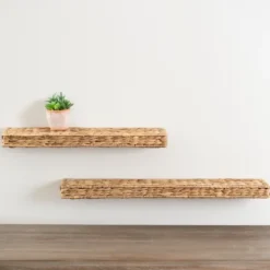 Kirkland's Home Woven Hyacinth Wall Shelves, Set Of 2- Shelves