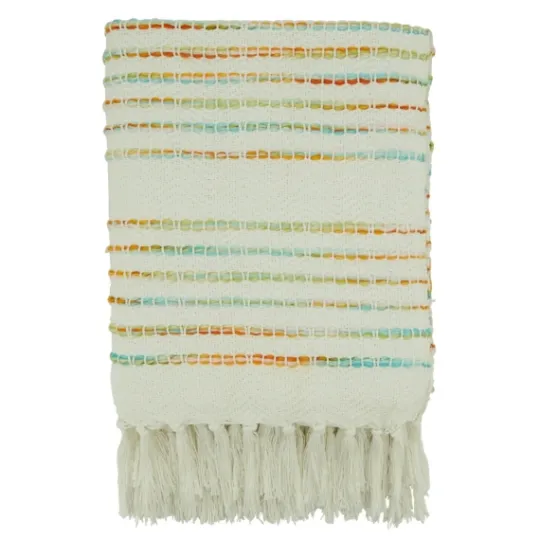 Kirkland's Home Woven Rainbow Stripe Tassel Throw- Blankets & Throws