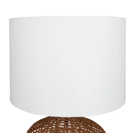Kirkland's Home Woven Rattan Base Ivory Shade Table Lamp- Table Lamps