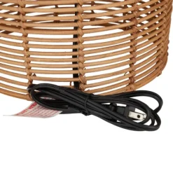 Kirkland's Home Woven Rattan Base Ivory Shade Table Lamp- Table Lamps